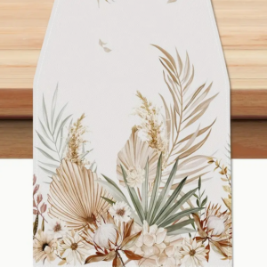 Bieżnik na stół 33x122cm wzór liście Boho