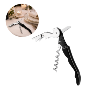 Otwieracz,korkociąg srebrno czarny 2w1